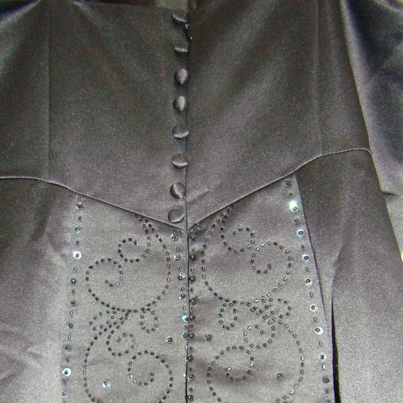 Elegant hand beaded spaghetti Strap Black Long Dress - size 18 - Picture 6 of 7